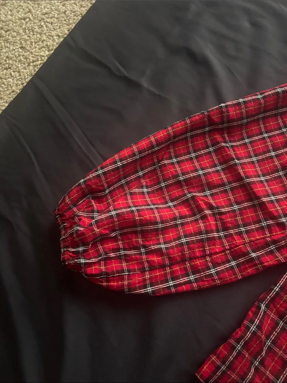 Old Navy Red Plaid Peasant Top